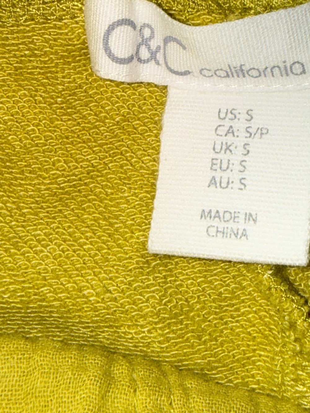 C&C California Cotton Gauze olive Lime Green Drawstring Shorts S resort comfy - Picture 7 of 11